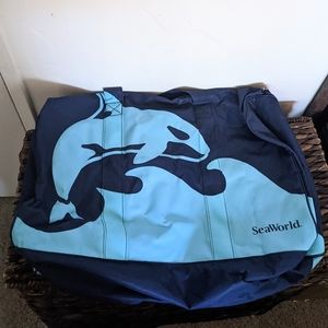 NWT SeaWorld Blue Orca Shamu Canvas Weekender Duffle Beach Bag